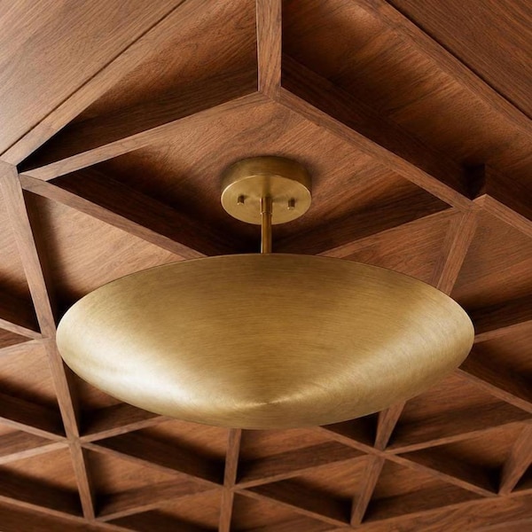 Modern Brass Dome Ceiling Light, solid brass, semi flush mount, minimalist dome