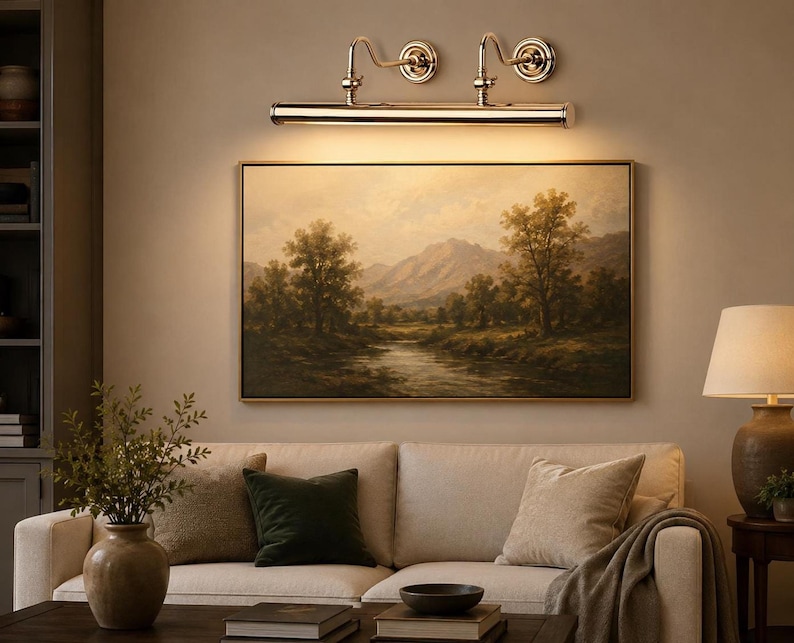 Mid Century Brass Picture Light Wall Sconce Lighting Vintage Style Wall Fixture Modern Italian Flush Mount Lamp