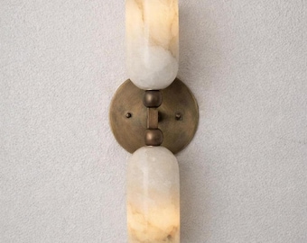 Mid-Century Modern luxury Alabaster and Brass Wall Sconce Light