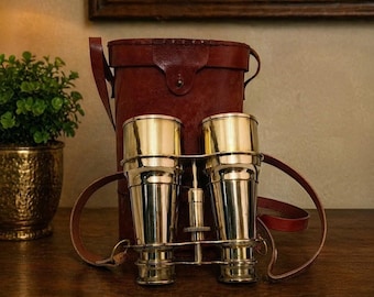 Nautical Captain's massief vintage messing verrekijker met leren tas 6"