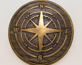 Decoración de pared con brújula para jardín, diseño de rosa y estrella, 25 cm (10 pulgadas)