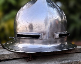 Medieval Kettle Helmet with Ocular Visor Steel Knight Helmet 18g