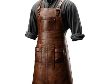 Handmade Professional Black Leather Work Apron - Heavy Duty Blacksmith & Barber Apron - Heavy Duty Woodworking Tool Apron