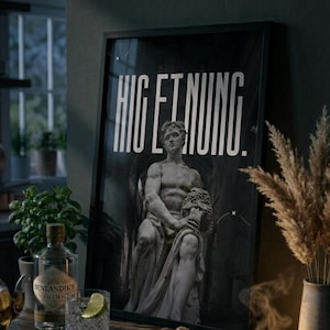 Hic Et Nunc Latin Quote Poster, Stoic Philosophy Wall Art, Dark Academia Framed Print, Latin Phrases Decor, Mindfulness Gift, Gothic Art