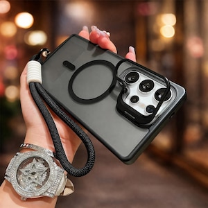 Magnetische Lanyard-Telefonhülle mit Kamera-Schutzständer kabelloses Aufladen, schlanke, matte Abdeckung
