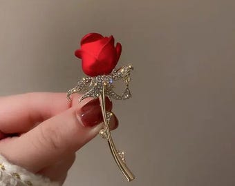 Crystal Zircon Rose Brooch: Pearl Blossom Corsage Pin for Women's Party Jewelry