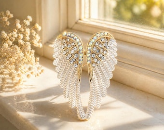 Luxury Angel Wings Brooch Pin – Crystal Feather Design, Stylish Gift for Women