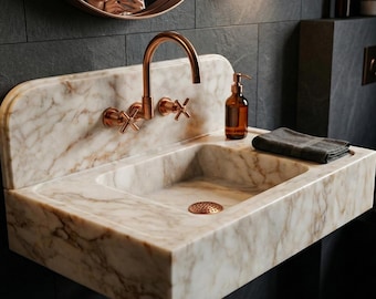 Calacatta Gold Marble Sink: Custom Wall Mounted Vessel Washbasin