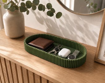 Vassoio ovale di design | Vassoio portaoggetti moderno | Portachiavi | Decorazione in stile giapponese | Regalo fatto in casa
