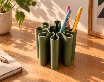 Wavy pencil holder, minimalist and modern design desk organizer