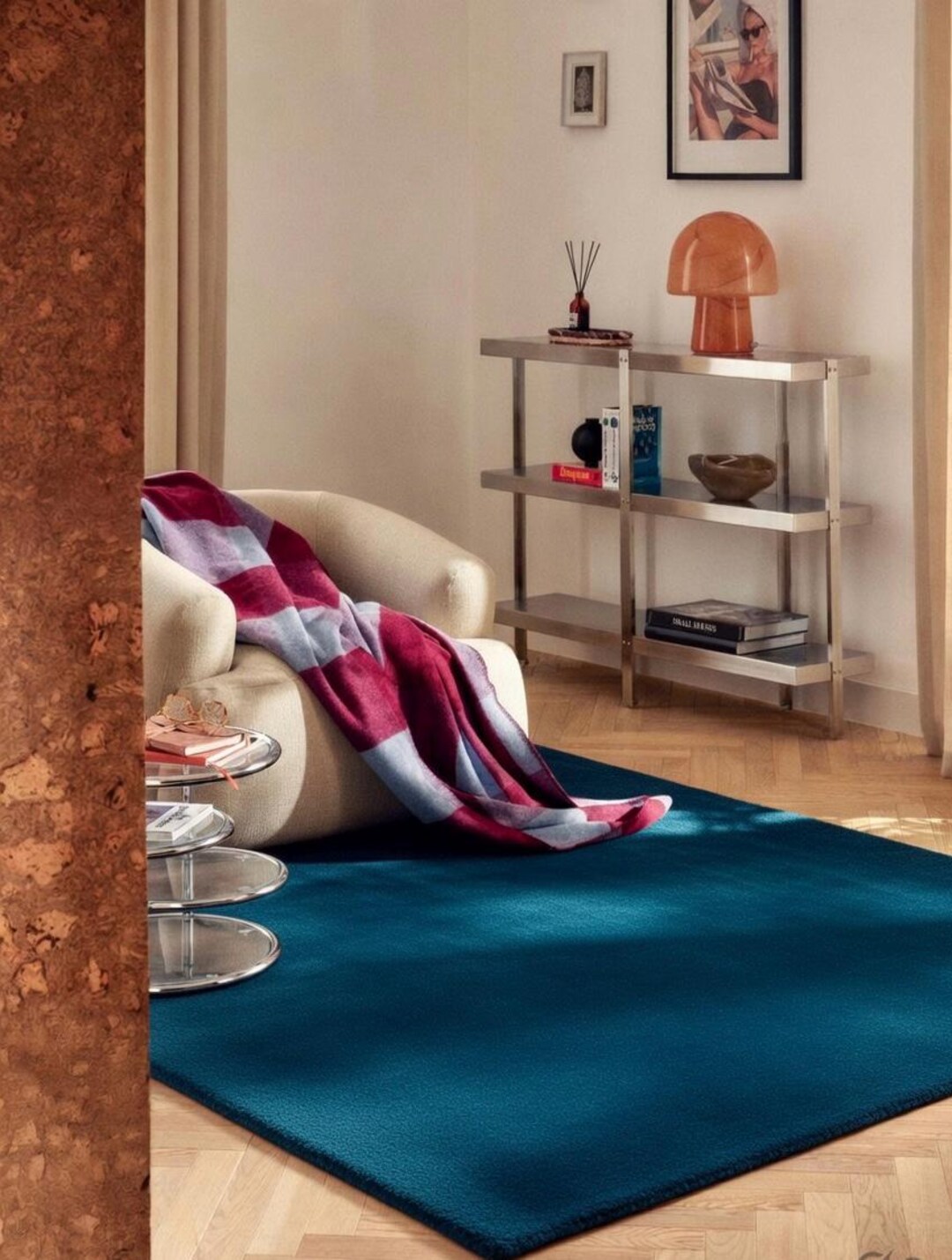 Hand Tufted Teal Wool Area Rug | Minimalist Living Room Carpet - Etsy