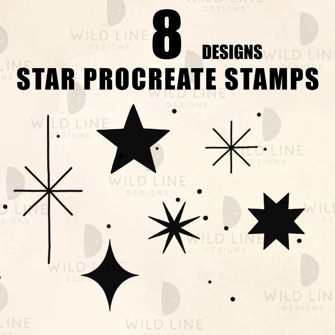 8 Star Procreate Stamp Brush Set, Celestial Digital Stamps - Etsy