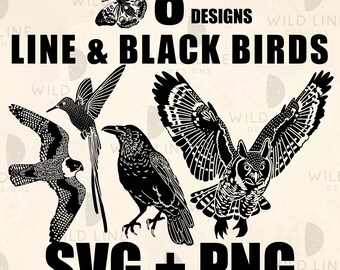 8 Flying Animals SVG Bundle Black Bird Silhouette Eagle Falcon Butterfly Cricut Cut Files