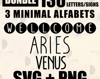 136 Celestial Alphabet SVG Bundle, Minimal, Bold and Circle Letter Set Inspired by Perseu