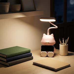 Cartoon USB LED Desk Lamp Rechargeable Eye Protection Reading Light Student Dorm Bedside Night Lamp