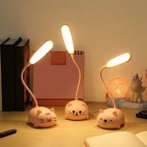 USB Rechargeable LED Desk Lamp Folding Reading Light Cartoon Shape Study Lamp Bedside Night Light Dorm Room