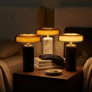Danish Marble Desk Lamp: Rechargeable, Dimmable LED Bedside Light