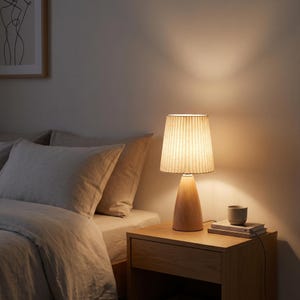 Retro LED Table Lamp Fabric Pleated USB Bedside Lamp Bedroom Study Desktop Ambient Home Room Decor Lighting