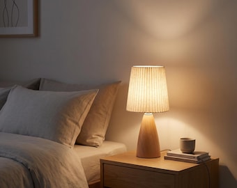 Lámpara de mesa LED retro con tela plisada, lámpara USB para mesita de noche, dormitorio, estudio, escritorio, iluminación ambiental para el hogar