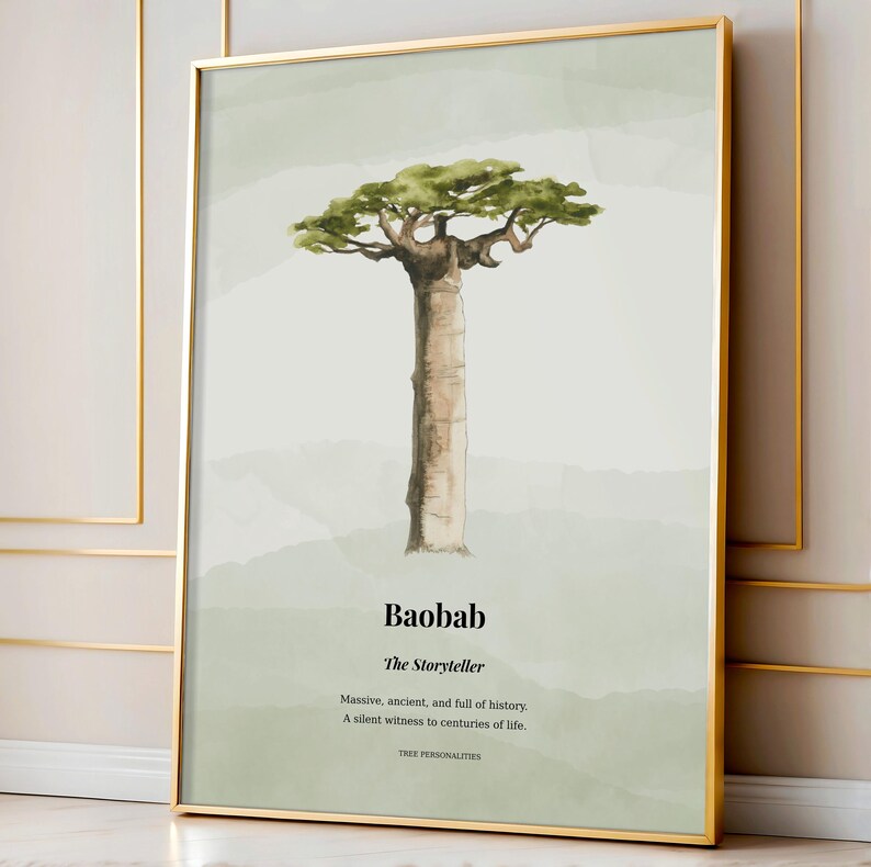 Baobab Tree Poster: the Storyteller Tree Personality Botanical Wall Art ...