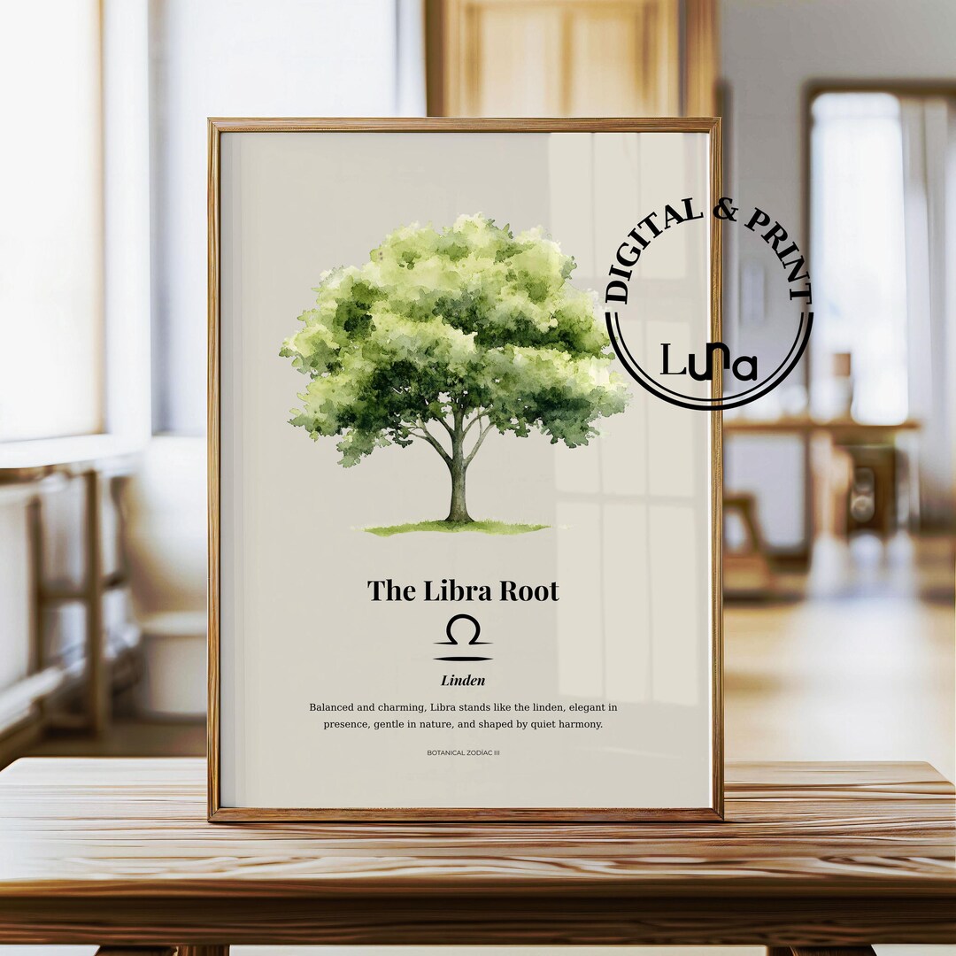 Libra Ruling Tree Libra Zodiac Poster: Linden Tree Botanical Astrology Wall Art (digital ...