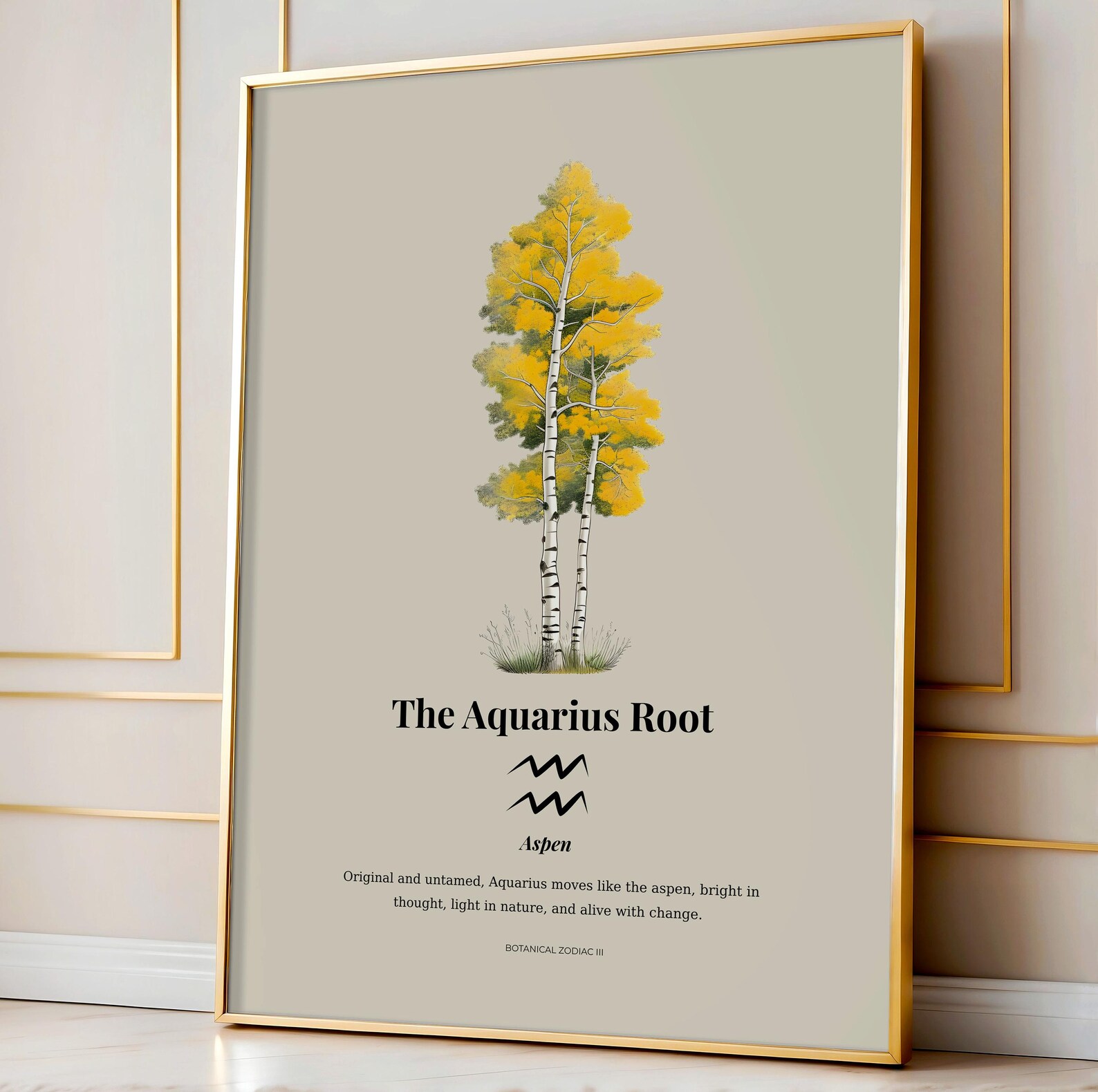 Aquarius Zodiac Poster: Aspen Tree Botanical Astrology Wall Art ...