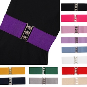 Vintage Women's Belts with Silver Buckle - Classic Nurse Belt for Women, Elasticated Wide Waistband