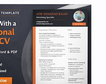 Modern Resume Template Word | ATS Friendly CV (PDF Download)