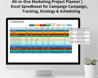 All-in-One Marketing Project Planner | Excel Spreadsheet for Campaign Tracking, Strategy & Scheduling
