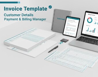 Invoice Tracker Excel Sheet | Billing Manager, Customer Details (Guide Book) (Digital Download)
