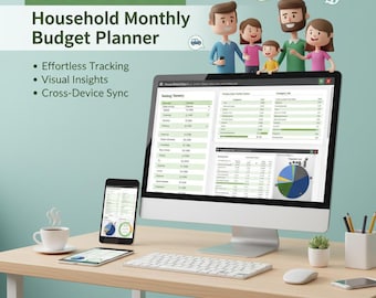 All-in-One Household Budget Planner | Monthly Expense Tracker, Budget Overview & Financial Control Sheet