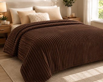 550 GSM Heavy Fleece Blanket Sofa Bed Throw Warm Weighted Blanket Single Double