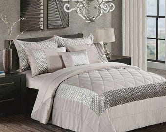 Luxury Quilted Velvet 3 Piece Bedspread Embossed Bedding Set Double King Size