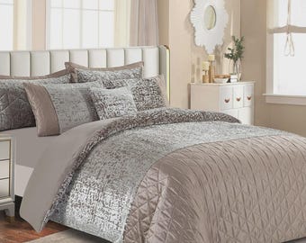 Luxury Crushed Velvet Duvet Cover Embossed Quilt Cover Double King Size Bed Set