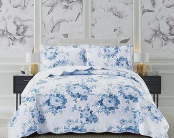 3 Piece Quilted Patchwork Bedspread Throw Single Double King Size Bedding Set