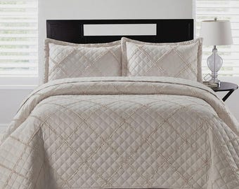 Feels Like Cotton Bedspread Quilted Lightweight Luxury Bed Throw King Size