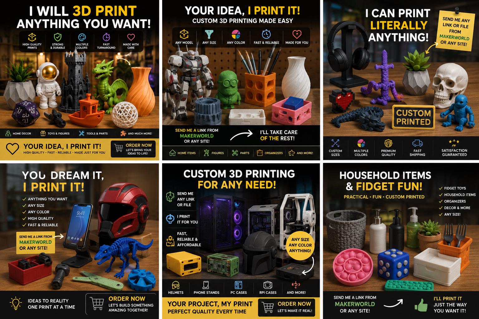 Custom 3D Printing Service Any Model, Size, Color (Personalized Items)