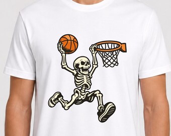 Camiseta de baloncesto con esqueleto, Día de partido de baloncesto, Camiseta de equipo de baloncesto, Temporada de baloncesto para mamás, Regalo para amantes del baloncesto, Camiseta de jugador de baloncesto