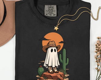 Western Ghost Shirt, Howdy Halloween Tee, Desert Cowboy Ghost Tshirt, Spooky Season Graphic, Country Cowgirl Gift
