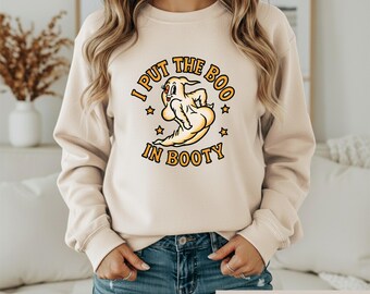 Funny Ghost Halloween Shirt, Sassy Retro Booty Tee, Adult Humor Spooky Top, Vintage Cartoon Baddie Graphic, Witty Fall Gift