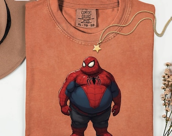Funny Fat Superhero Shirt, Chubby Spider Graphic Tee, Comic Meme Tshirt, Sarcastic Superhero Lover Top, Funny Gag Gift For Him