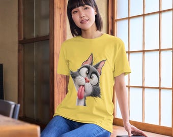 Regalo para amantes de los gatos, camisetas con gatos adorables, camiseta para mamás de gatos, camiseta del escuadrón de gatos, arte moderno y colorido de gatos, camiseta unisex de algodón