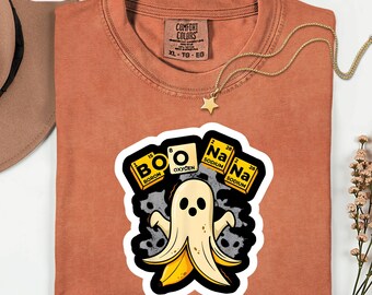 Funny Science Ghost Shirt, Chemistry Pun Banana Tee, Spooky Boonana Halloween Tshirt, Cute Science Teacher Graphic, Punny Foodie Gift