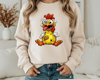 Crazy Chicken Shirt, Funny Derpy Rooster Tee, Chaotic Bird Lover Graphic Tshirt, Stitched Voodoo Plush Rooster, Funny Chicken Mom Gift