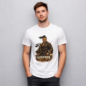 Legends Don't Age Tshirt,Cool Manga Gift,Bold Motivational Graphic Tee for Men,Streetwear Fighter Shirt,Rest In Peace Chuck Norris