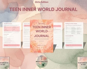 Teen Inner World Journal (Girls Edition) | Anxiety Workbook, Mood Tracker (Digital Download)