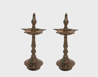 Messing Traditionelle Kerala Deepak Set (2er Pack) 378gm