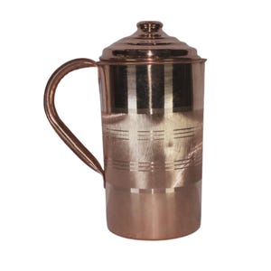 Pure Copper Water Jug 1 Liter, Handmade Ayurvedic Pitcher for Wellness Use