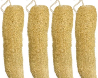Natural Loofah Body Scrubber 100% Organic Plant Fiber, Exfoliating Bath Sponge for Men & Women, Eco Friendly Skin Care, 4 Pack