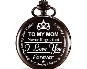 Pocket Watch for Mom – Vintage Keepsake with ‘I Love You Forever’ Message, Perfect Birthday or Mother’s Day Gift